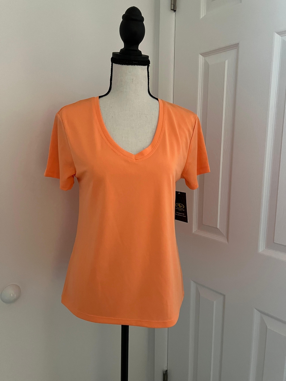 Athletic Works Women's V-Neck Short Sleeve Tee - Coral Orange